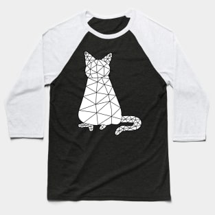 Cat sits straight showing his tail, Cat Geometric for Dark Baseball T-Shirt